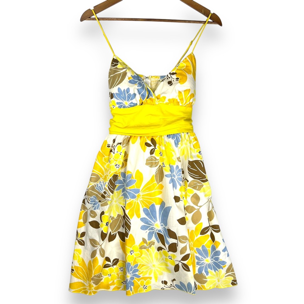 Speechless Dress Floral Y2K 90s Yellow Blue Brown Spaghetti Strap Babydoll 9 S 6